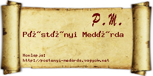 Pöstényi Medárda névjegykártya